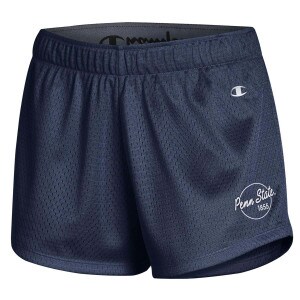 womens mesh shorts script PS navy image